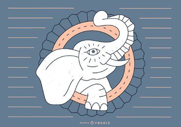 Design de linha de tatuagem de elefante