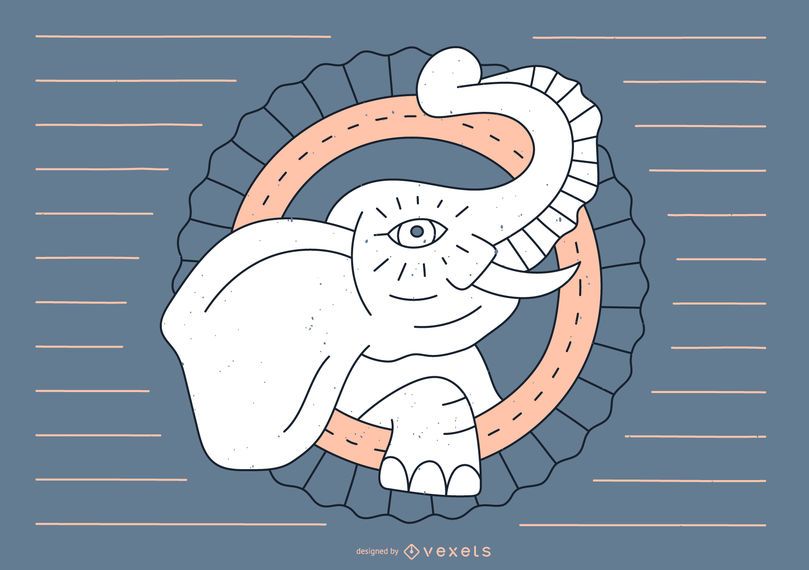 Design de linha de tatuagem de elefante Design de linha de tatuagem de elefante