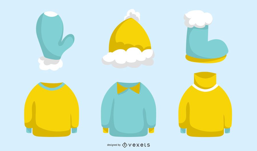 Winter Clothes Vector Set Winter Clothes Vector Set
