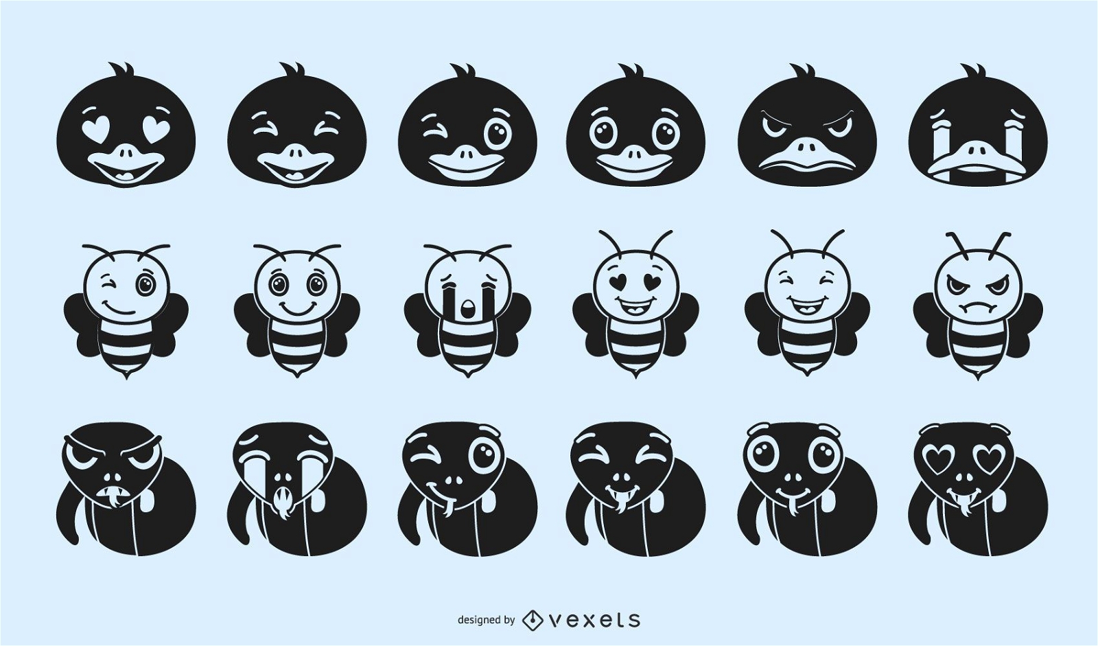 Animal Emoji Silhouette Design 