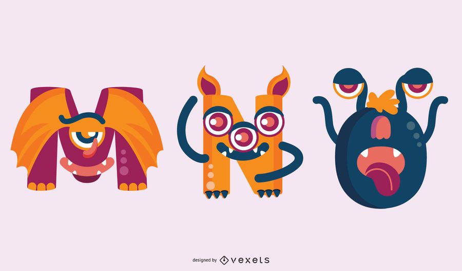 Monster alphabet mno set Monster alphabet mno set