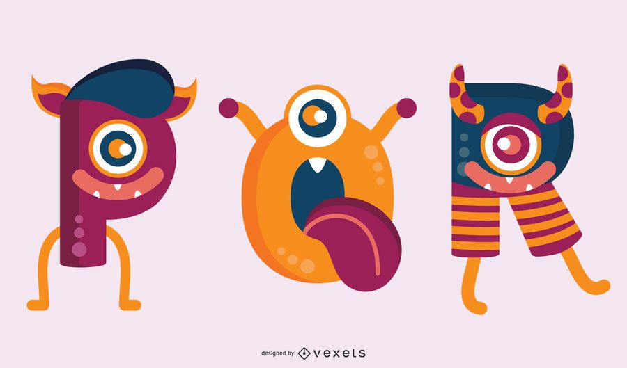 Monster Letters Illustration P Q R Monster Letters Illustration P Q R