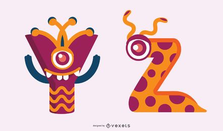 Conjunto de alfabeto de monstruo yz