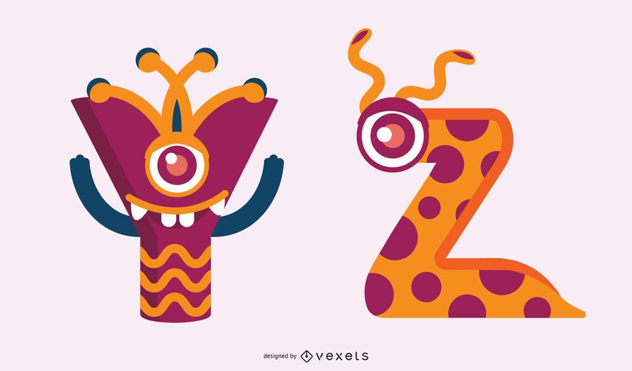 Download Monster Alphabet Yz Set - Vector Download