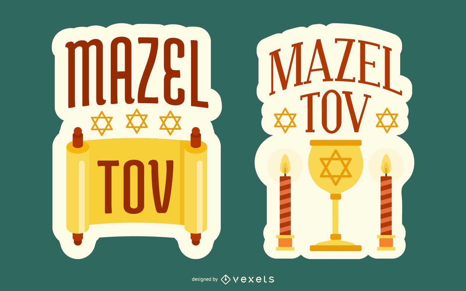 Mazel Tov Abzeichen Illustrationen