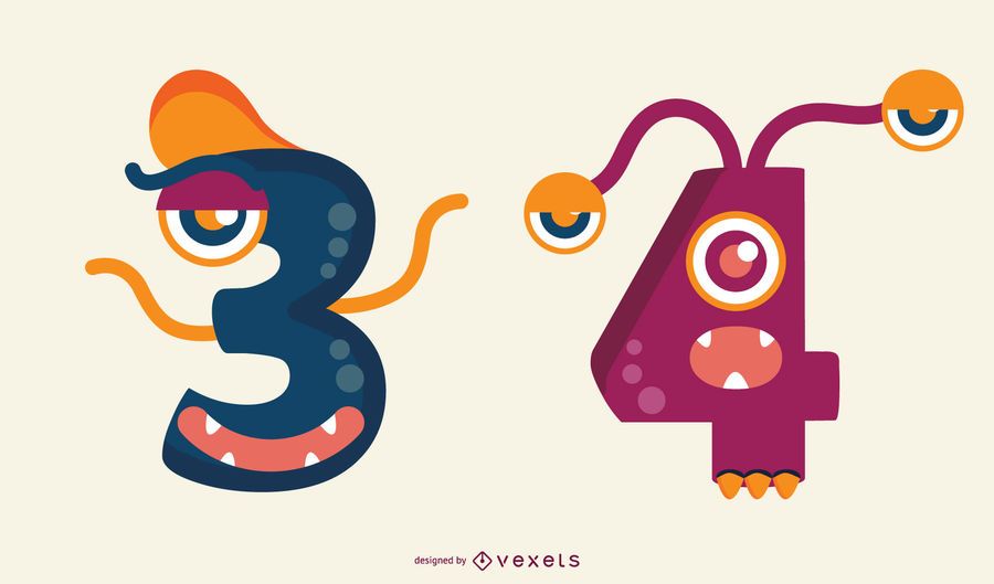 Conjunto de números de monstro 3 e 4 Conjunto de números de monstro 3 e 4