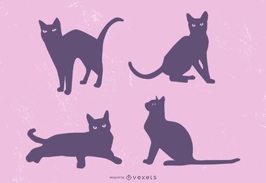 Ilustração de silhueta de gato preto fofo