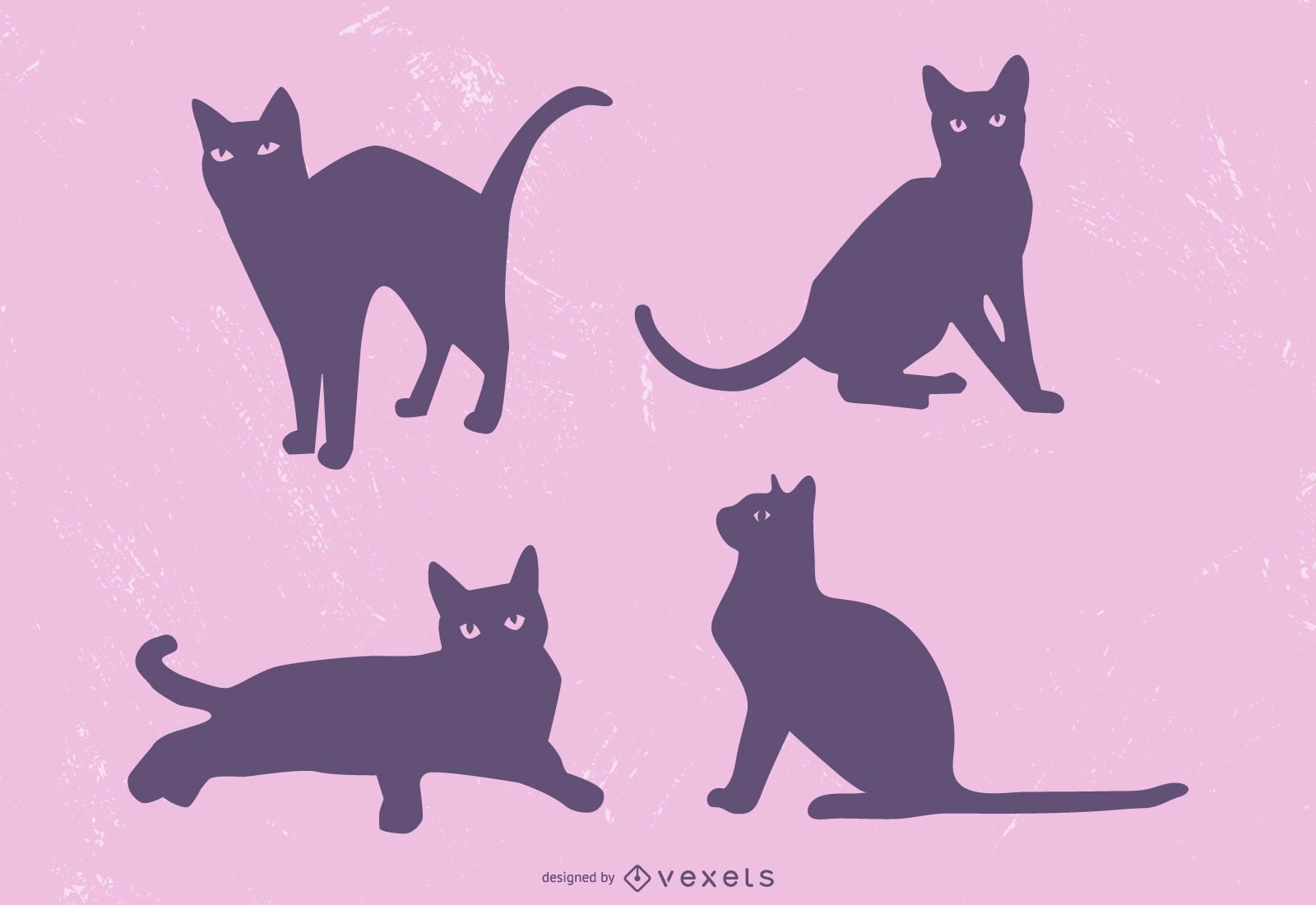 Cute Black Cat Silhouette Illustration