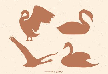 Swan silhouette set Swan silhouette set