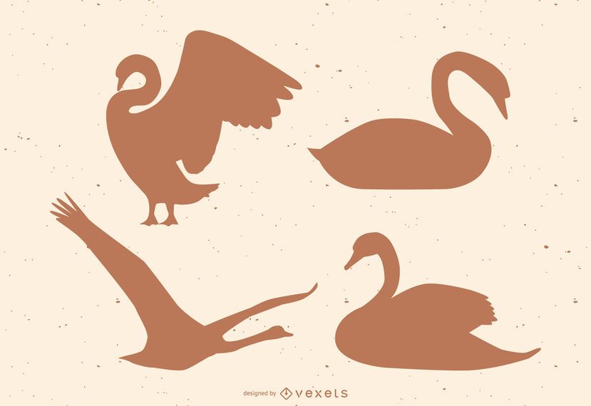 Swan silhouette set Swan silhouette set
