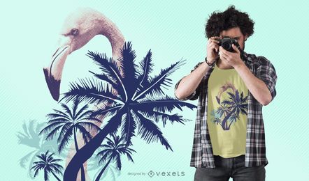 Diseño de camiseta flamenco de verano. Diseño de camiseta flamenco de verano.