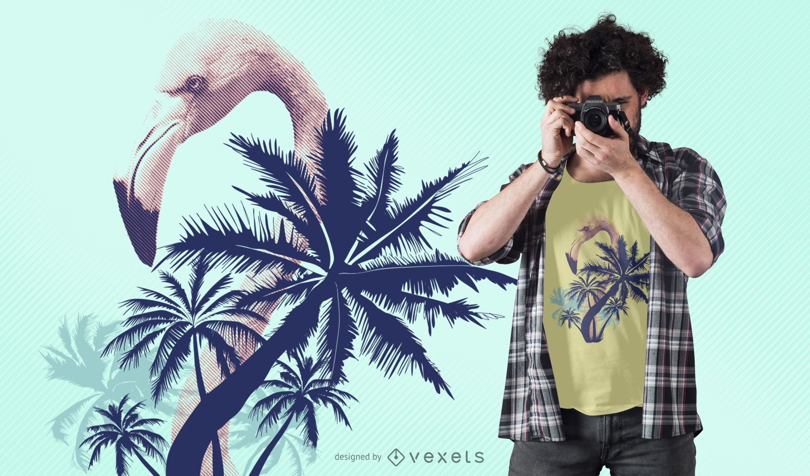 Design de camiseta flamingo de verão