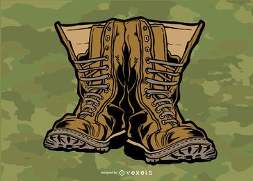 Diseño de vector de botas militares Diseño de vector de botas militares
