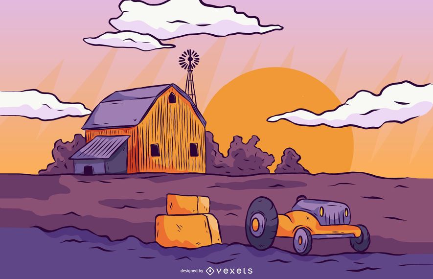 Ilustración de paisaje de granja Ilustración de paisaje de granja
