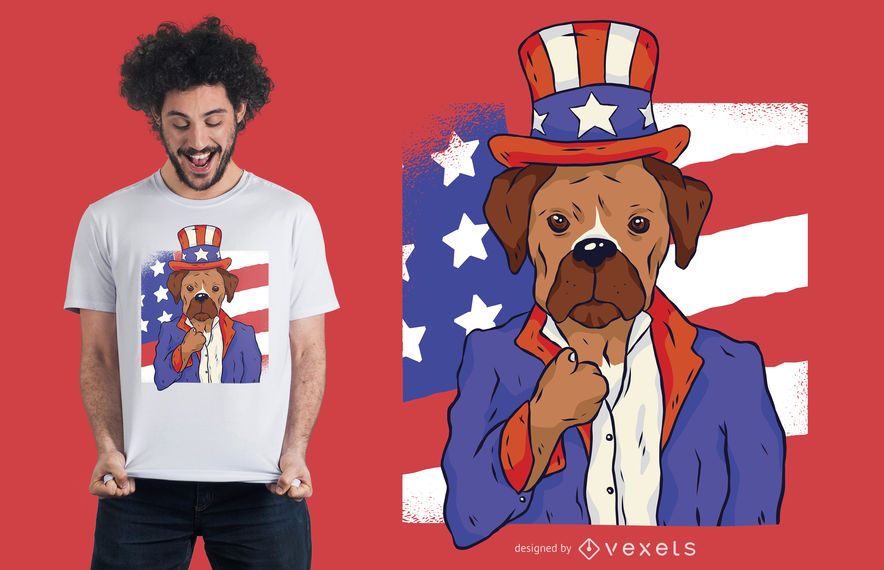 Design patriótico do t-shirt do cão Design patriótico do t-shirt do cão