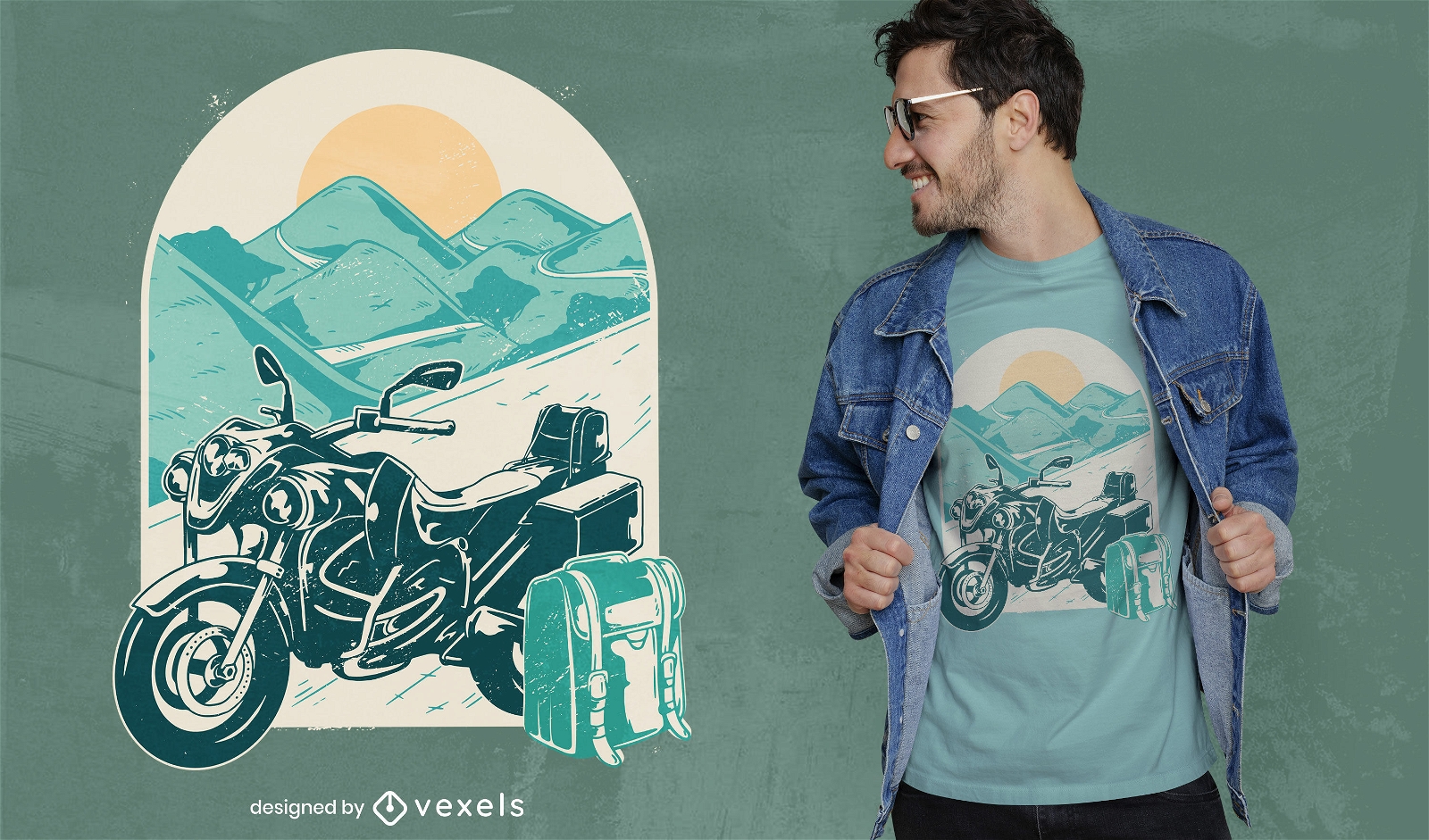 Design de camiseta de aventura de motocicleta