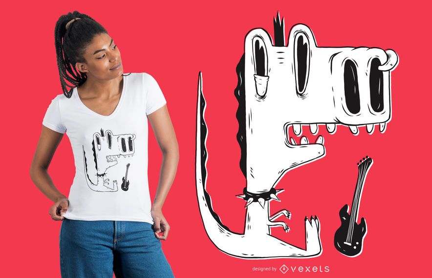 Punk rock dinosaur t-shirt design Punk rock dinosaur t-shirt design