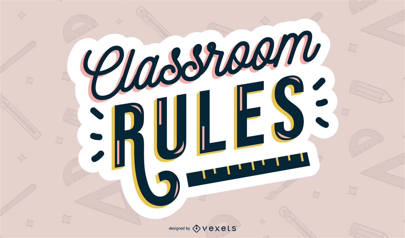 Design de letras de regras de sala de aula