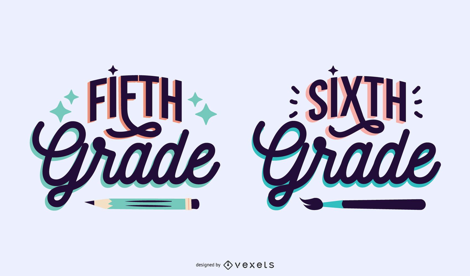 Fifth sixth grade lettering set