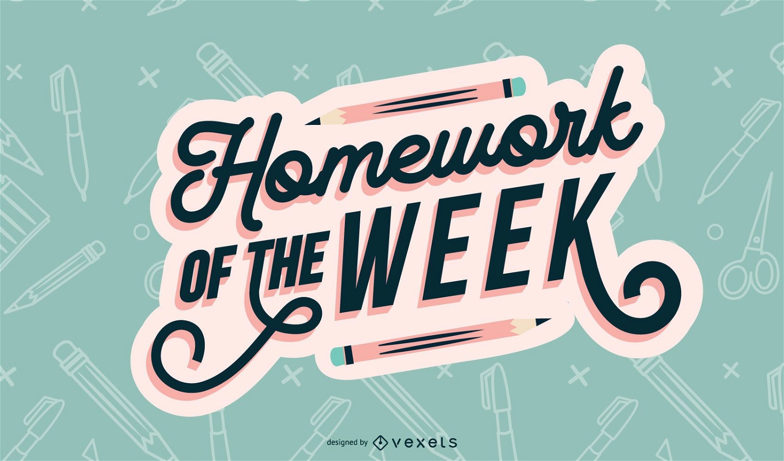 Woche Hausaufgaben Schriftzug Design