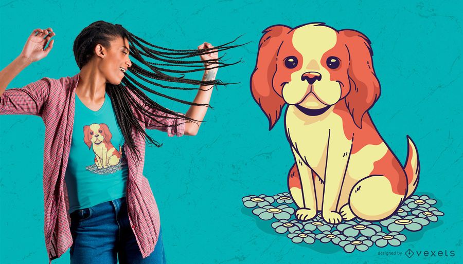 Projeto do t-shirt do filhote de cachorro da flor Projeto do t-shirt do filhote de cachorro da flor