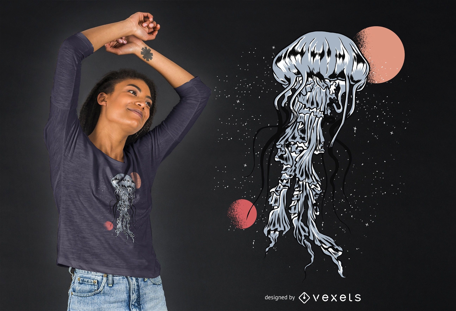 Design de t-shirt Space medusa