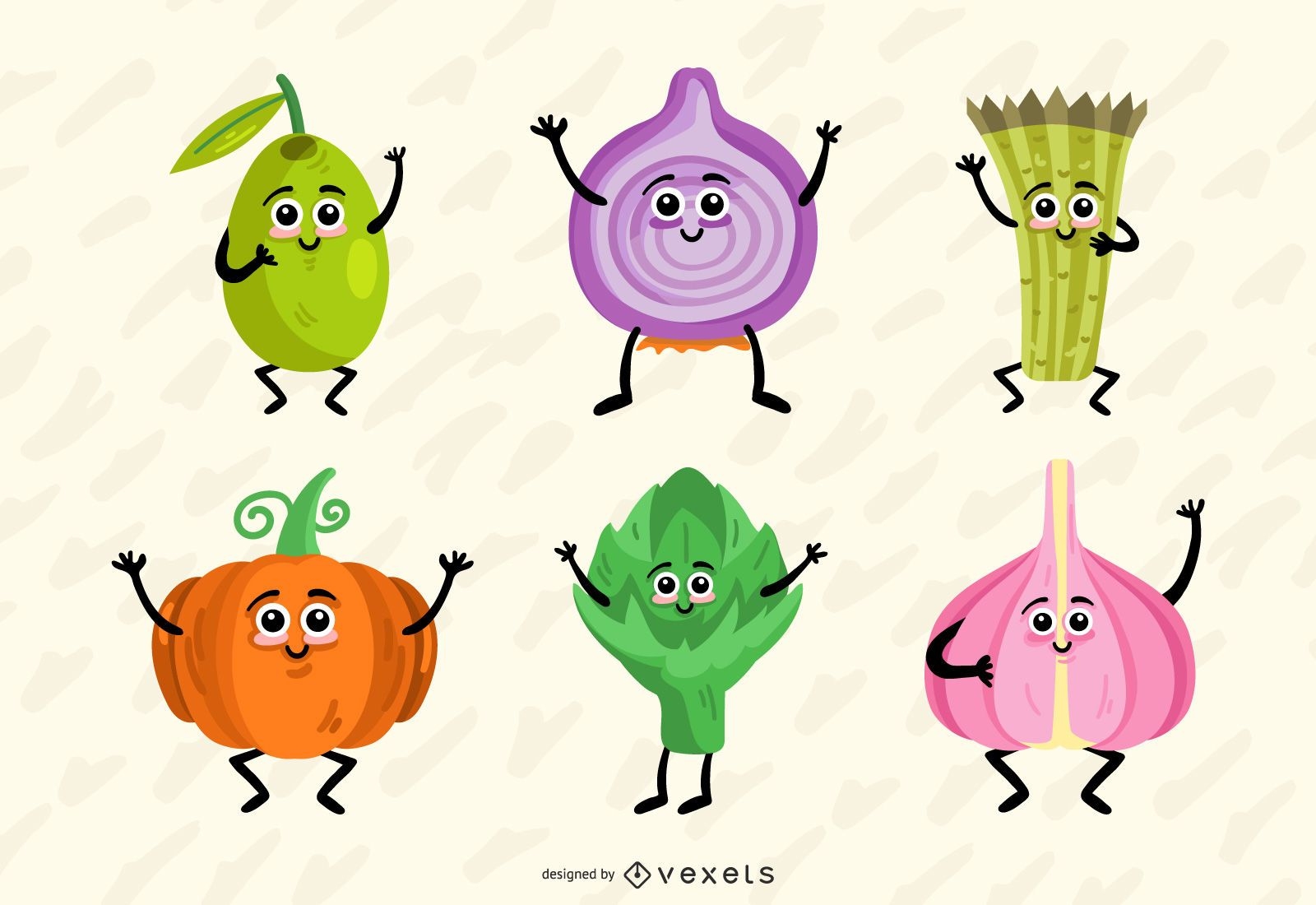 Colorful vegetables vector set