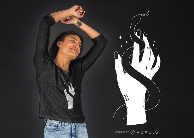 Hand snake t-shirt design Hand snake t-shirt design