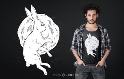 Diseño de camiseta de conejo luna