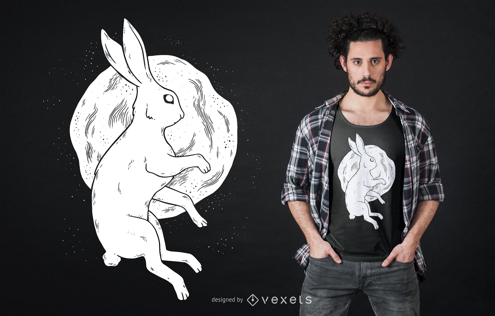 Desenho de t-shirt do coelho da lua