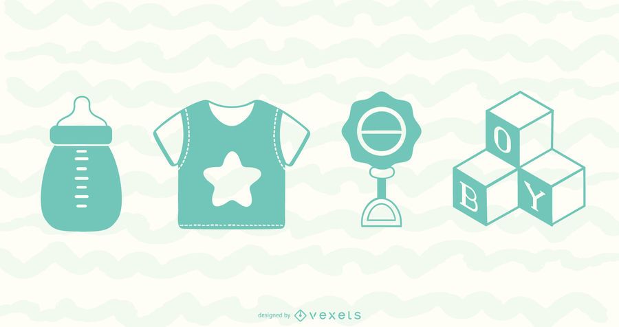 Baby Boy Playful Element Vector Pack Baby Boy Playful Element Vector Pack