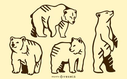 Conjunto de doodle de oso Conjunto de doodle de oso