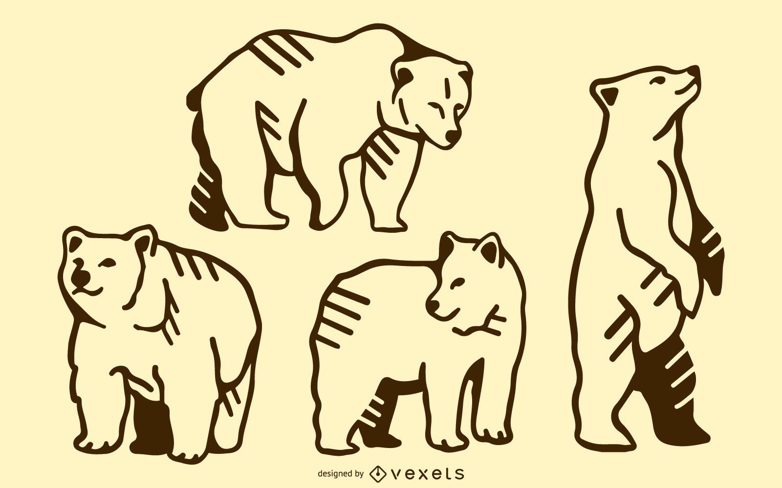 Conjunto de doodle de urso