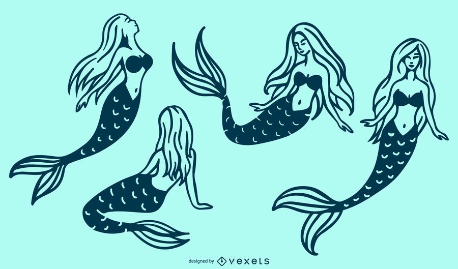 Mermaid Doodle Illustration Collection Mermaid Doodle Illustration Collection