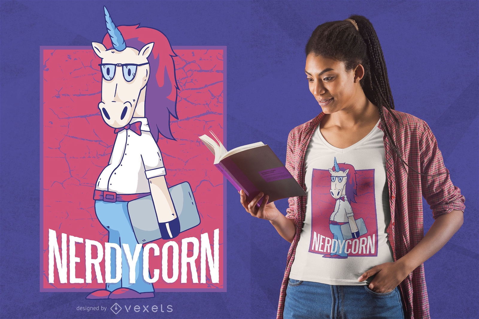 Nerd Unicorn T-shirt Design