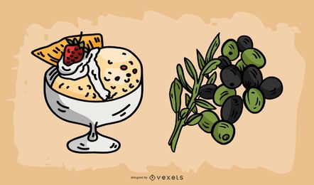Paquete de vectores de ilustración de comida italiana Paquete de vectores de ilustración de comida italiana