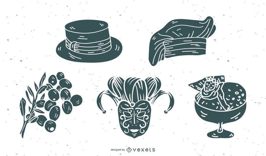 Italy Culture Element Silhouette Vector Pack Italy Culture Element Silhouette Vector Pack