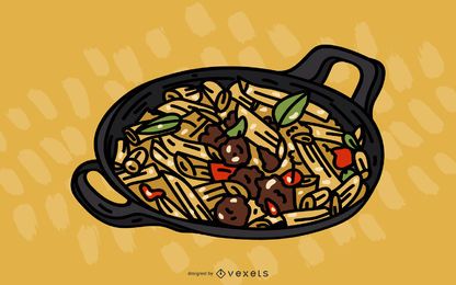 Ilustração em vetor de refeição de macarrão Ilustração em vetor de refeição de macarrão
