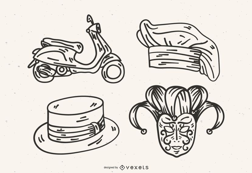 Italian Culture Vector Set Italian Culture Vector Set