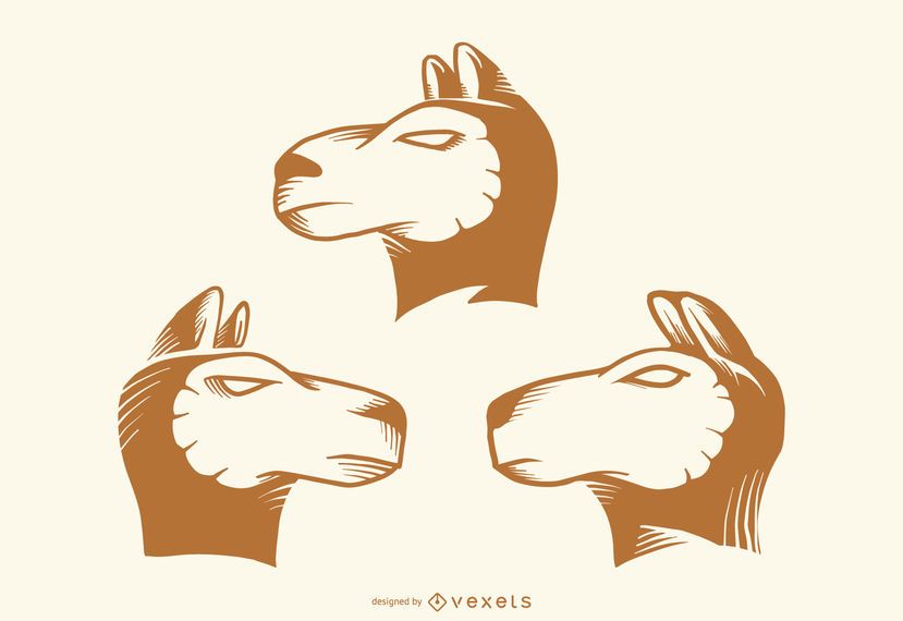Llama Head Tattoo Vector Set Llama Head Tattoo Vector Set