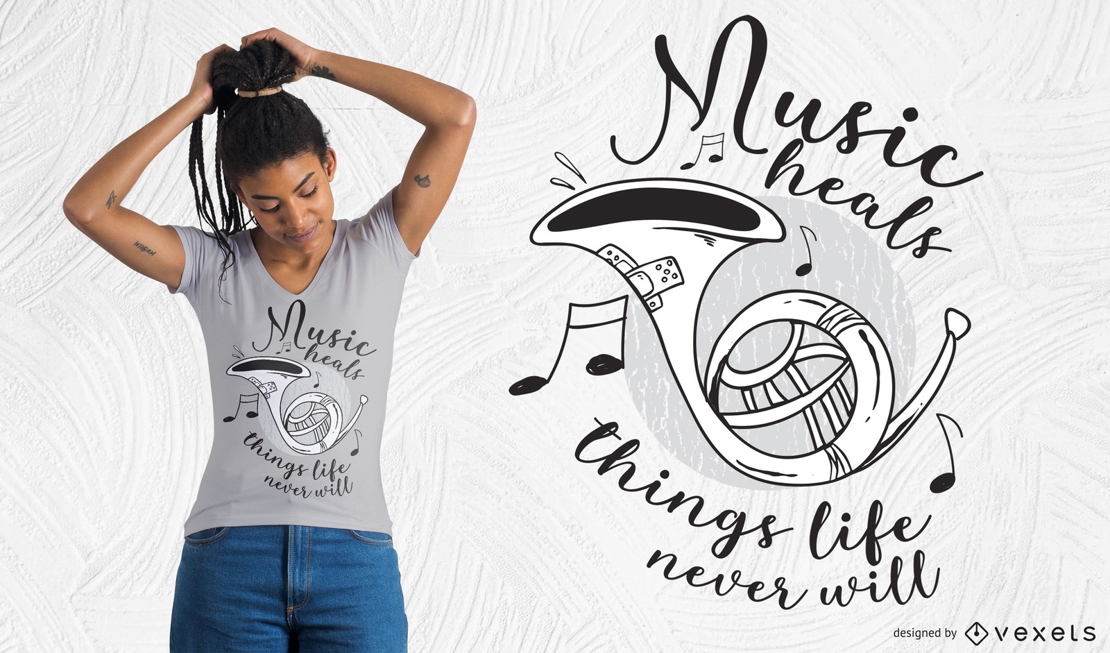 Music Heals T-shirt Design Vector Download