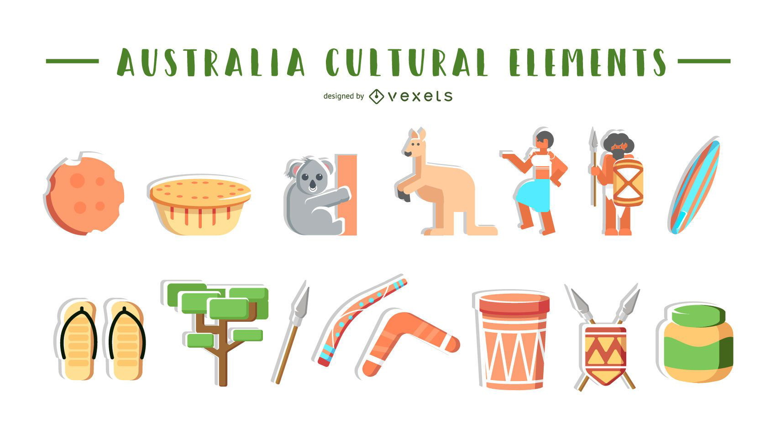 Australia Cultural Elements Collection Vector Download