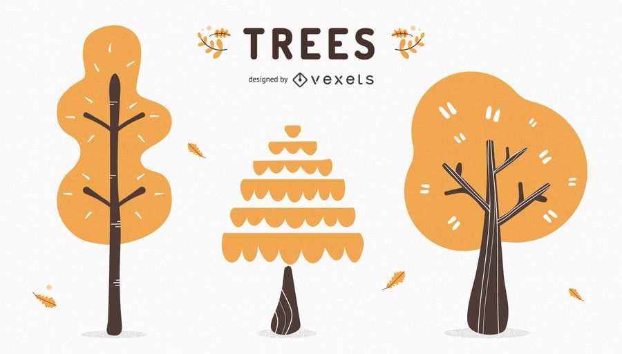 Simple autumn trees set Simple autumn trees set