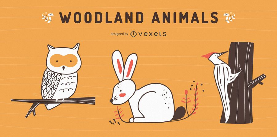 Hand drawn forest animals set Hand drawn forest animals set