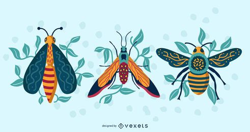 Paquete de vectores de vista superior de insectos coloridos Paquete de vectores de vista superior de insectos coloridos