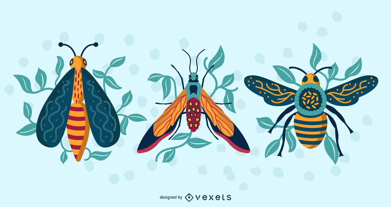 Colorful Insects Top View Vector Pack