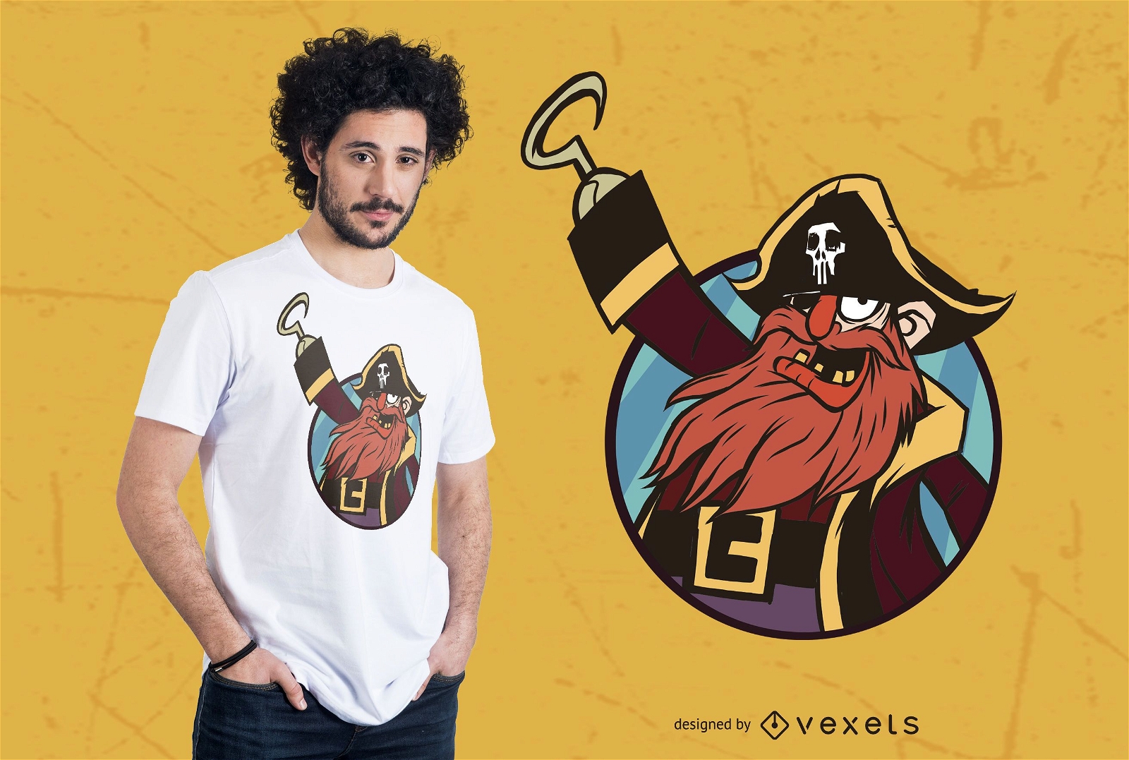 Design de camiseta com ilustra??o de pirata