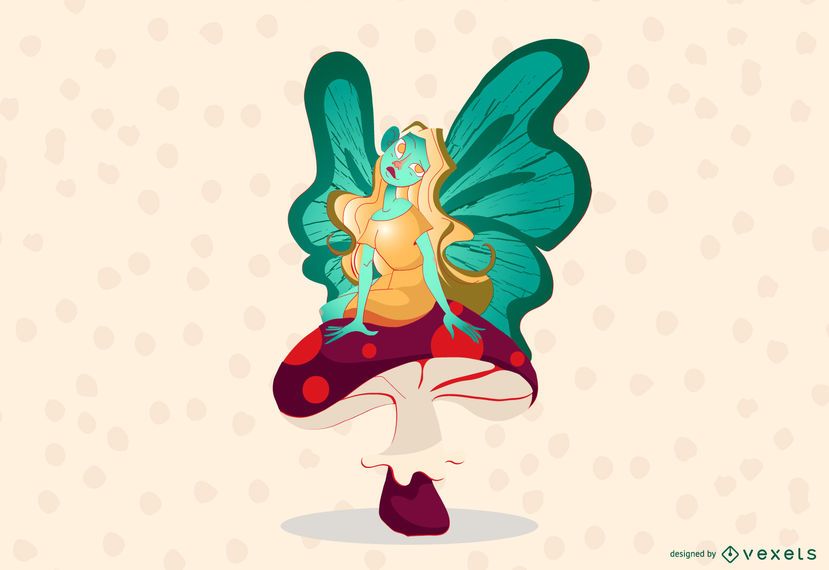 Ilustração de fada de cogumelo Ilustração de fada de cogumelo