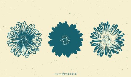 Hand drawn sunflowers set Hand drawn sunflowers set