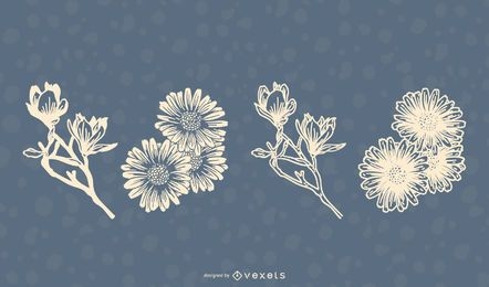 Conjunto de ilustración de flores